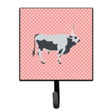 Jensendistributionservices Hungarian Grey Steppe Cow Pink Check Leash or Key Holder MI1655961